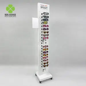 Berdiri lantai dapat dikunci kustom toko ritel logam dua sisi kacamata optik kacamata berdiri akrilik kacamata tampilan