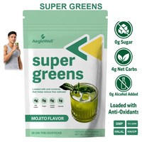 Poudre de superaliments biologiques Aeglewell Super Greens 150g saveur Mojito sans alcool 0g de sucre antioxydant soutien immunitaire