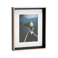 Bingkai Foto Poster Cetak Sablon Sutra Kayu Tebal 8x10 inci dengan Logo Kustom Jinn Home, Berlapis Emas Hitam, Model Shadow Box untuk Dinding