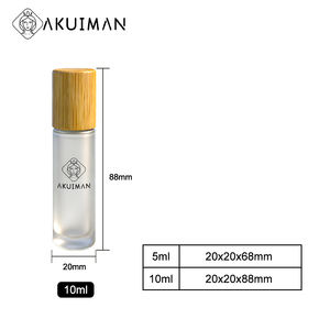 Prix d'usine – Flacons roll-on pour sérum contour des yeux, 5 ml, 8 ml, 10 ml, en verre ambré dépoli, avec bouchon à vis en plastique motif bambou et bille métallique - Product Image 3