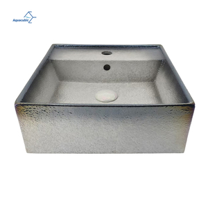 تزجيج معدني مستوحى من البراكين مع خطوط نارية مستطيلة حوض سيراميك - Product Image 3