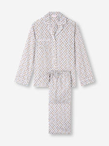 ชุดนอนสตรีผ้าฝ้ายสีขาวกลางๆพิมพ์ลายเพชรน้ำหนักเบาหรูหราสำหรับใส่สบายและพักผ่อนได้ - Product Image 4