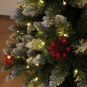 <b>Lighted</b> Pointed-Tip White Flocked PVC Automatic Christmas <b>Tree</b> with Berries, for Living Room & Mall Christmas Decoration - Product Image 5