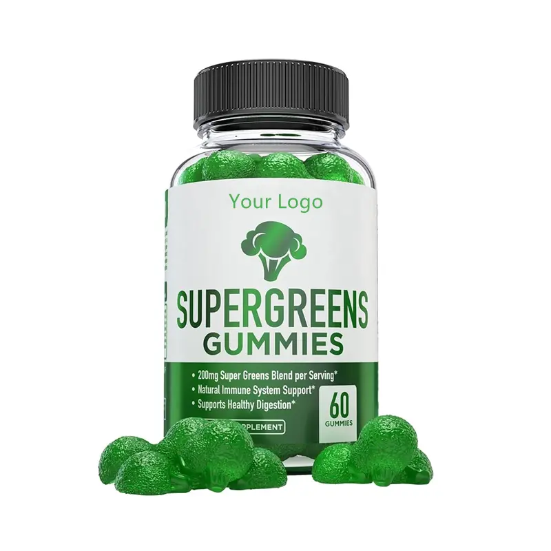 Bireysel marka toptan en iyi süper yeşil toz takviyesi gummies pancar kök, bağışıklık desteği için YEŞİL ÇAY