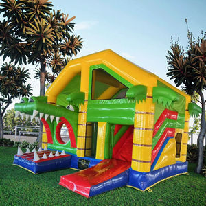 <span class=keywords><strong>Parc</strong></span> d'aventure gonflable QIQU 5x5m avec toboggan et parcours d'obstacles pour fête d'enfants, combo château gonflable - Product Image 1
