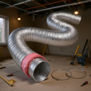 Ducto Flexible de 8 Pulgadas y 25 Pies, Aislado con Lámina de Aluminio, para Sistemas HVAC, con Abrazaderas para Ductos, Forma Redonda, Montaje en Pared - Product Image 2