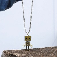 Collier Robot Hip-Hop en Acier Inoxydable avec Fleur et Zircon, Chaîne à Maillons pour Hommes, Femmes et Couples, Bijou Tendance pour Club et Soirée