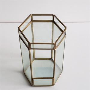 Porte-bougie <span class=keywords><strong>en</strong></span> verre transparent <span class=keywords><strong>en</strong></span> forme d'hexagone <span class=keywords><strong>en</strong></span> <span class=keywords><strong>cuivre</strong></span>, bougeoir décoratif de table, <span class=keywords><strong>bougeoirs</strong></span> votifs - Product Image 4