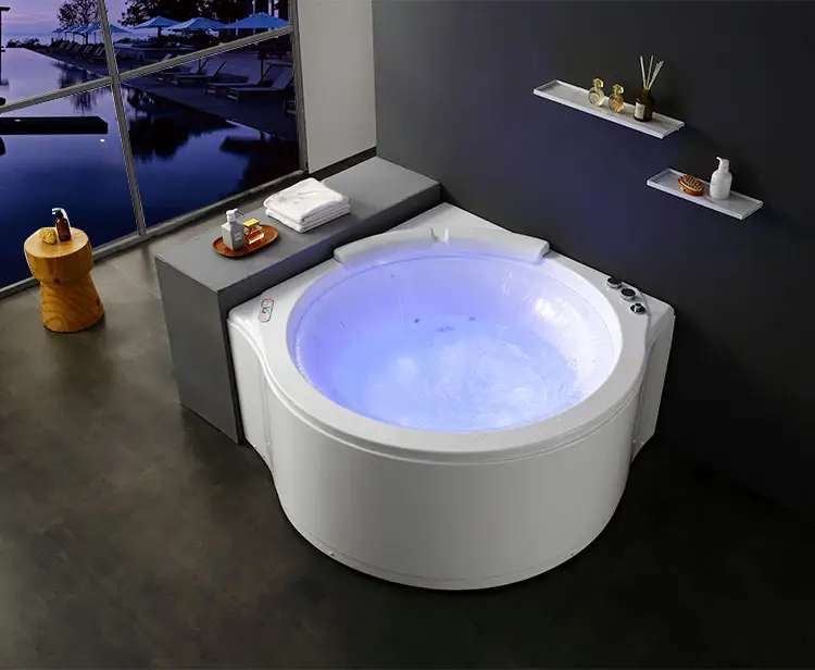 Luxury Color Light Shower Tubs Power Adjustable Whirlpool Massage Waterfall Bathtub