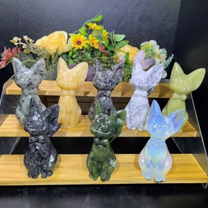 Figurine d'animal en cristal sculptée à la <span class=keywords><strong>main</strong></span>, <span class=keywords><strong>chat</strong></span> Sphynx en cristal naturel mélangé, artisanat en cristal, cadeau <span class=keywords><strong>de</strong></span> guérison, vente en gros - Product Image 2