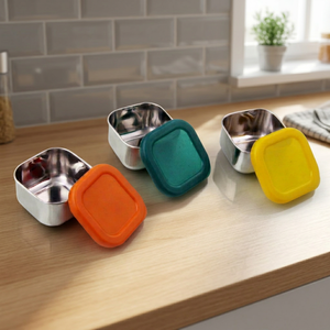 Boîte à lunch carrée en acier inoxydable durable, écologique, préservation de la fraîcheur, design classique, récipient alimentaire avec couvercle en silicone - Product Image 4