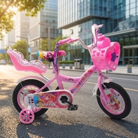 Vélo pour filles princesses, panier en forme de cœur et siège arrière mignons, vélo pour enfants à motifs de dessins animés pour petite fille