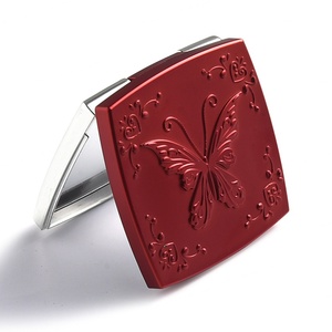 Classic Red Butterfly <b>Square</b> Folding Metal Double Side Compact <b>Mirror</b> - Product Image 6