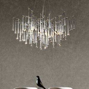 Grand lustre moderne en cristal de goutte de pluie de branche d'arbre d'hôtel de salon de lumière de cristal d'arbre - Product Image 1