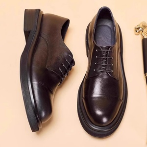 Chaussures habillées de luxe pour hommes, en cuir véritable, à lacets, bout pointu, pour le printemps, l'automne et l'été, semelle en caoutchouc - Product Image 1