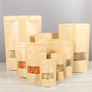 Phong cách cổ điển túi lưu trữ thực phẩm lớn Túi giấy Kraft có thể khóa lại với cửa sổ và con dấu Ziplock cho thức ăn vật nuôi in kỹ thuật số - Product Image 5