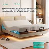 Lit électrique moderne en cuir, réglable, double plateforme, cadre de lit intelligent suspendu pour chambre à coucher