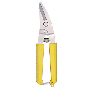 Cisailles robustes pour tôles de 8 pouces, en acier au carbone courbé, cisailles d'électricien industrielles, ciseaux multi-usages jaunes - Product Image 4