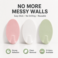Crochets adhésifs ultra-résistants en plastique pour serviettes, peignoirs, manteaux, salle de bain, chambre, mur, porte – Sans perçage – Rose, Blanc, Vert