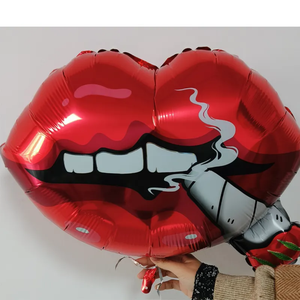 <span class=keywords><strong>Ballon</strong></span> en feuille d'aluminium à thème fumeur créatif, femme aux lèvres rouges, fournitures pour fêtes à thème dope - Product Image 4