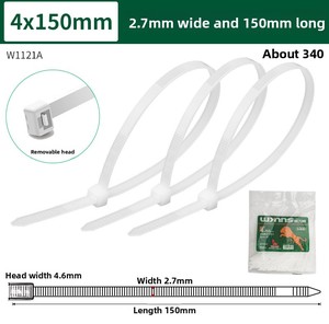 สายรัดเคเบิลไนลอน Wynns Tool รุ่น W1121A ขนาดใหญ่ แบบล็อคอัตโนมัติ  สายรัดพลาสติกแข็งแรงสูง สีขาว - Product Image 6