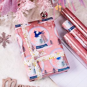 Pink aluminum coated reindeer <b>crystal</b> ball Christmas <b>tree</b> snowflakes Christmas gift wrapping paper Customizable - Product Image 3