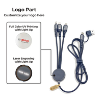 Câble de charge lumineux LED 6-en-1 USB-C, Micro USB, 60W, anti-emmêlement, chargeur rapide, 120cm