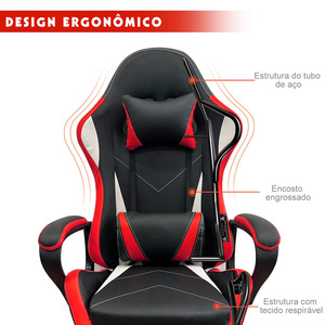 <span class=keywords><strong>Silla</strong></span> <span class=keywords><strong>Gamer</strong></span> Profesional de Lujo, Tapizada en Cuero, para Oficina u Hogar, Nueva, Exclusiva para Videojuegos, Serie Pro, Color Rojo - Product Image 4