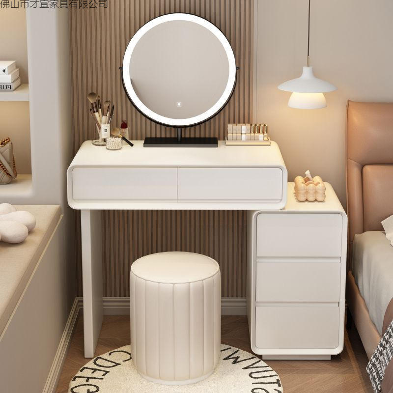 Milk white table three drawer cabinet cloud mirror-no stool