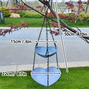 Mangeoire à oiseaux double en forme de cœur Mangeoire à oiseaux double suspendue Mangeoire à oiseaux extérieure Balcon Jardin Mangeoire à oiseaux <span class=keywords><strong>Bassin</strong></span> d'eau - Product Image 2