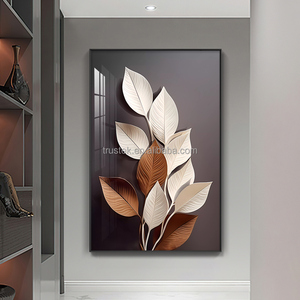 Décorations murales 3D en forme de fleurs pour salon, personnalisables, en bois, plastique, alliage d'aluminium, LED en option, peintures de la marque Trustek - Product Image 4