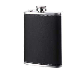 Bouteille isotherme en cuir grande capacité 8oz avec aérateur, en acier inoxydable 304, mini flacon à whisky et vin pour le camping et les cadeaux - Product Image 2