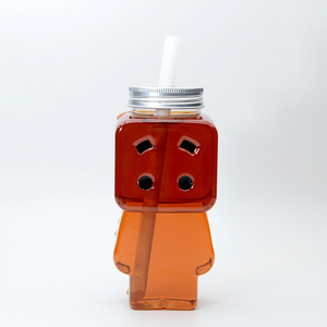 Botella Cuadrada de PET de 500 ml con Diseño Creativo de Muñeco de Dibujos Animados para Jugo, Té Negro, Refrescos, Bebidas Energéticas, Whisky, Celebridad de Internet, Gran Capacidad - Product Image 3