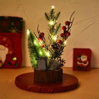 Nouvelle décoration d'arbre de Noël transfrontalière Led ornements de bureau de Noël à fond lumineux en bois