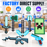Ensemble d'accessoires de cosplay en mousse PU personnalisée : Épée, hache, arc, pistolet jouet, accessoires de scène anime souples en PU pour jeux pixel