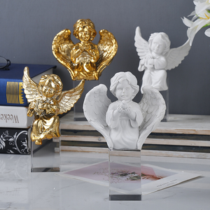 Decorazioni per la casa Cherub Statue Baby Sculpture Figurine Little Resin Angel con luce cupido Garden Statue - Product Image 6