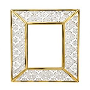 <b>Rectangle</b> Gold Frame Beveled Glass Stainless Steel Eco-Friendly <b>Mirror</b> Art Deco Design <b>Wall</b> Mount Bedroom Modern Interior Decor - Product Image 1