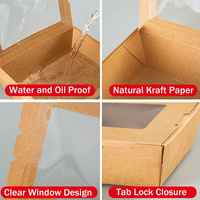 Boîte à emporter en carton kraft écologique avec fenêtre, biodégradable, en carton ondulé, impression personnalisée, service de restauration, gaufrage, imperméable, haut de gamme
