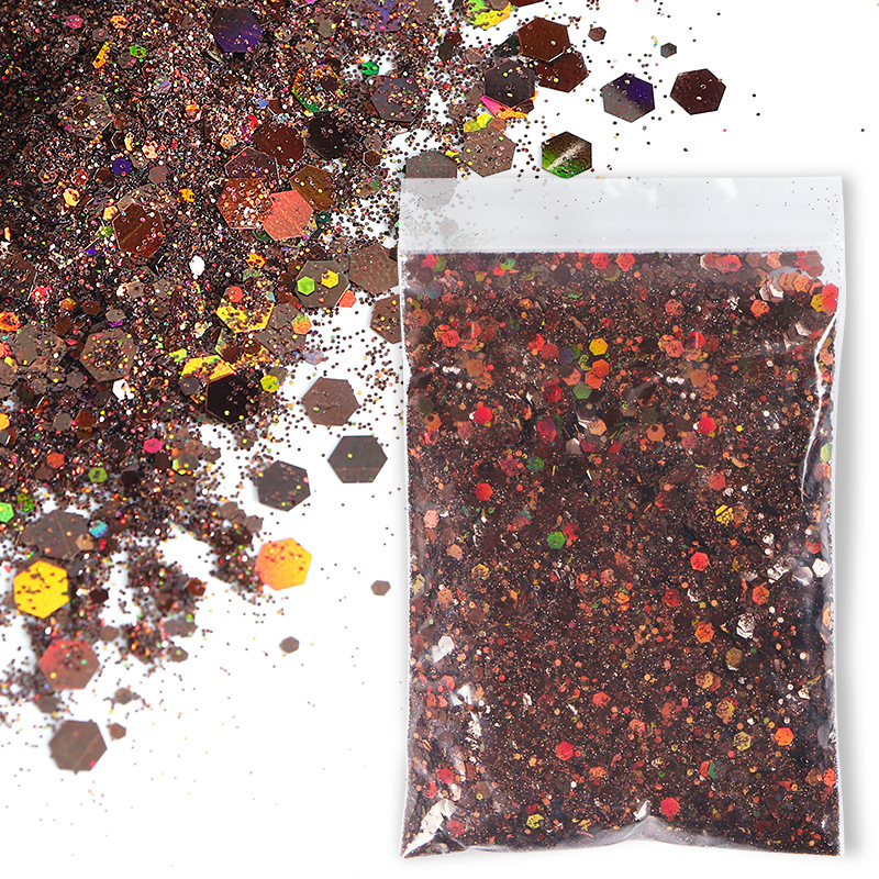 Sachets de 50g de poudre laser hexagonale mélangée - café laser