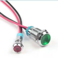 Lampe indicatrice LED étanche 6 mm, ronde et plate, en plastique, à montage sur panneau, rouge, pour tension 220 V