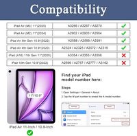 Coque pour nouvel iPad Air 11 pouces (M3/M2, 2025-2024) et 5ème/4ème génération 10.9 pouces (2020-2022) avec porte-crayon, coque arrière en TPU souple