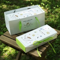 Haute qualité impression personnalisée logo alimentaire vert biscuit blanc carte papier tiroir Rectangle Dessert boîte d'emballage