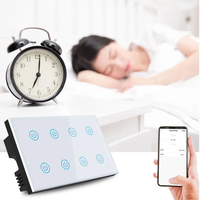 Interruptor de Luz Inteligente Táctil de Pared con Monitor de Energía, Control Remoto WiFi Tuya Alexa, Panel de 8 Interruptores de 147mm