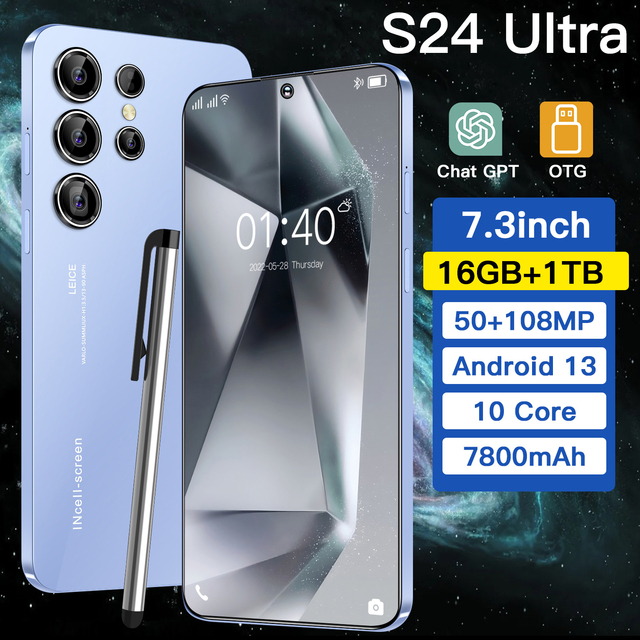 2025 S25 Pro 7 Inch 5G Smartphone with Large LED Display 4K 16GB + 1TB Stylus Dual SIM Android