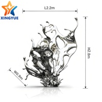 Sculpture d'eau en acier inoxydable poli sur mesure, ornement métallique paysager pour centre commercial et décoration de jardin résidentiel