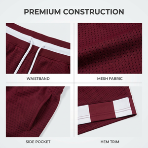 Pantaloncini da Basket OEM Personalizzati <span class=keywords><strong>per</strong></span> Uomo, 220gsm, Asciugatura Rapida, Traspiranti, in Poliestere-Spandex, Vita Alta con Cordoncino, <span class=keywords><strong>per</strong></span> Allenamento - Product Image 3