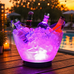 Seau à glace LED rechargeable pour fête, <span class=keywords><strong>4L</strong></span> 8L 12L, couleurs RGB, pour vin, champagne, bar, KTV, hôtel, logo personnalisé, transfert thermique, fourniture OEM - Product Image 1