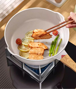 Juego de Sartenes Antiadherentes con Base Compuesta OEM ODM, con Tapa de Vidrio, para <span class=keywords><strong>Cocina</strong></span> Diaria en el Hogar, Venta al por Mayor - Product Image 2