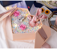 Caja de regalo con forma de corazón de amor, envoltorio de regalo de cumpleaños, corazón femenino, exquisito, brillante, cajas rígidas, tablero de papel gris