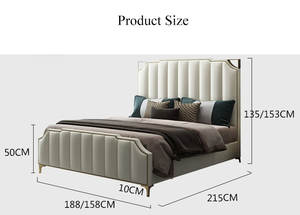 <span class=keywords><strong>Letto</strong></span> di Lusso con Testiera Dorata, Set di Mobili per Camera da <span class=keywords><strong>Letto</strong></span>, Stile Europeo Moderno in Pelle, <span class=keywords><strong>Letto</strong></span> <span class=keywords><strong>Matrimoniale</strong></span> King Size e Queen Size in Morbida Pelle - Product Image 2